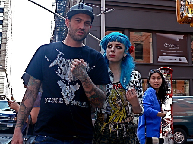<p>Seapunk blue locks in SoHo.</p>

