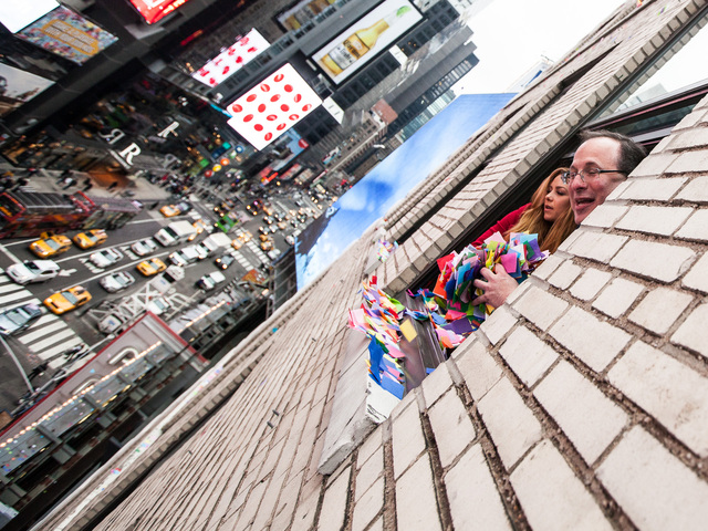 <p>Confetti flies over Times Square during the annual Airworthiness Test on Dec. 29th, 2012.</p>
