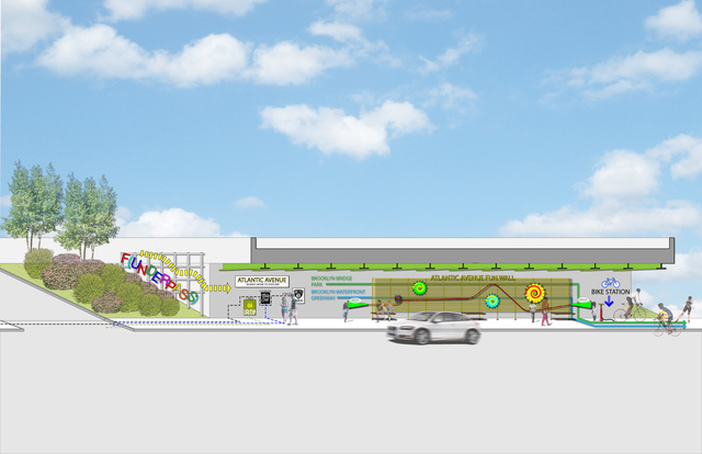 <p><span>An official rendering has not yet been prepared, but a potential draft of the concept calls for a portion with colorful artwork along the walls called the &ldquo;funderpass&rdquo; and a bike pumping station.</span></p>

