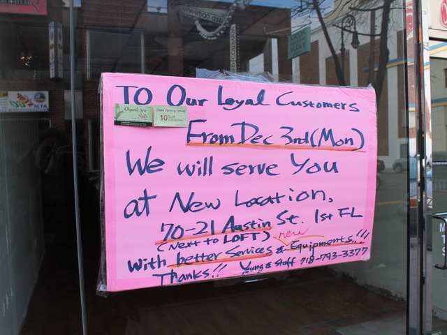 <p>Wellness Spa And Nails, located at 70-10 Austin Street, is moving to a new location across the street.</p>
