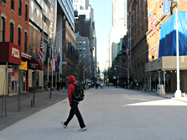 <p>East 25th Street between Third and Lexington avenues was free of vehicles on Thursday, Dec. 20, 2012, just two days after work began to convert the street into a public plaza.</p>
