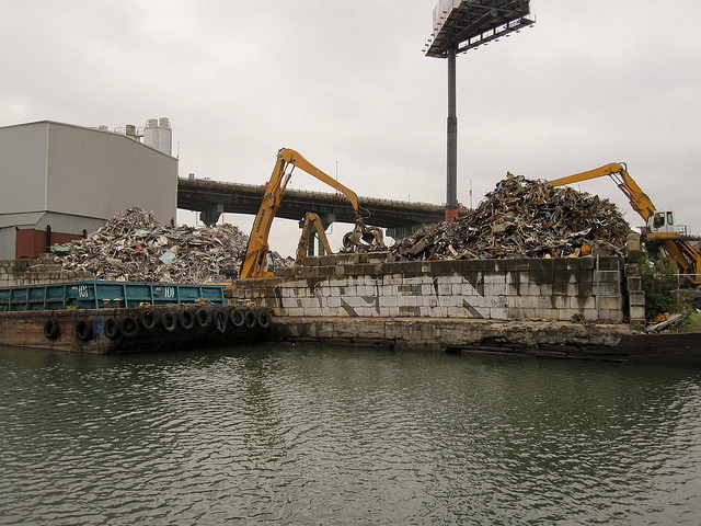 <p>Benson Scrap Metal on the Gowanus Canal. The business was fined after state investigators found it was allowing scrap metal to fall into the polluted canal.</p>
