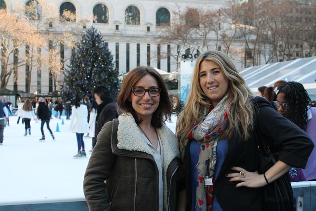<p>The Blueprint Proposals duo, Kym Pitlor (R) and Erin Mavian (L), at Bryant Park.&nbsp;</p>
