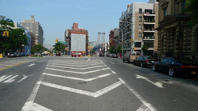 <p>The intersection of Broadway and South 6th Street is currently a strip of road.</p>
