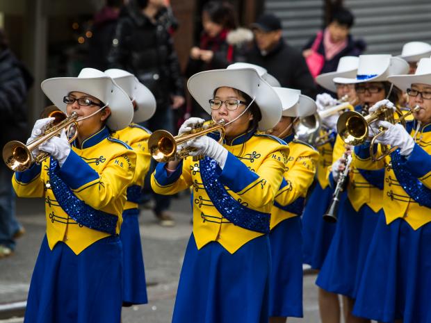 <p>The Cathedral High School marching band perform at this years annual East Meets West Parade on Dec. 22nd, 2012.</p>