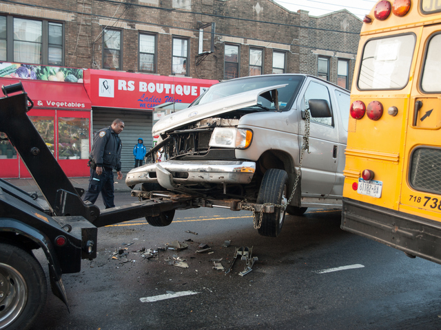 <p>This dollar van crashed into a school bus carrying children on Church Avenue near Utica Avenue on Monday December 03rd, 2012.</p>
