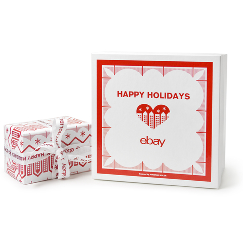 <p>The wrapping paper used by eBay is designed by Jonathan Adler.&nbsp;</p>
