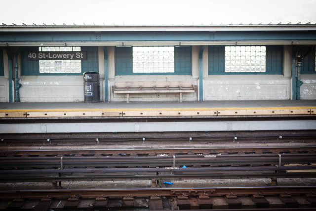 <p>Emergency workers' gloves remained on the tracks at 40th Street station in Sunnyside Friday morning, Dec. 28, 2012, hours after a man was fatally shoved in front of an oncoming 7 train the previous night. He was pushed from in front of this bench, located near the center of the platform.</p>
