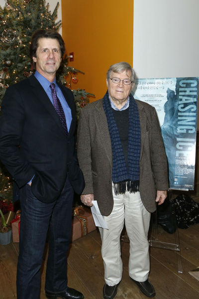 <p>James Balog and D. A. Pennebaker at a screening for 'Chasing Ice' at the Cosby Hotel, Wednesday, December 19, 2012.</p>
