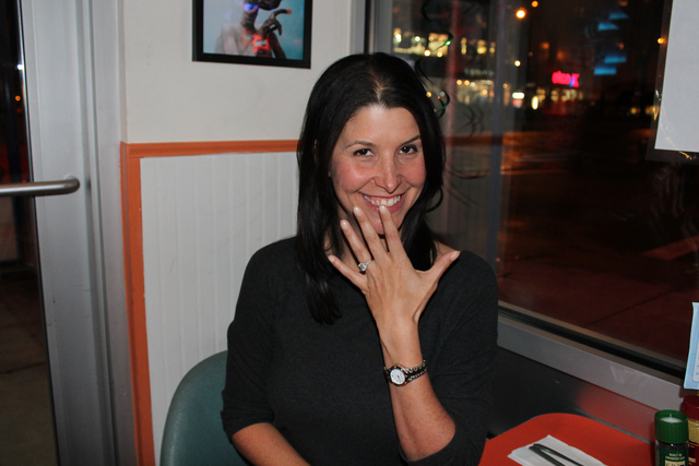 <p>Jamie Drogin&nbsp;shows her new engagement ring.&nbsp;</p>
