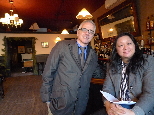 <p>Julius Lang and Freida Lim of the Eighth Street Block Association were among the local residents who met with police to discuss neighborhood safety in the wake of a gunpoint robbery on Thanksgiving.</p>

