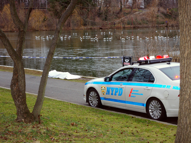 <p>The area where a woman's body was found Dec. 29, 2012, in Kissena Park, roped off after the discovery.</p>
