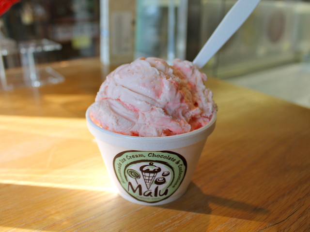 <p>Malu's candy cane flavored ice cream is made with real candy canes broken up into the mix.</p>
