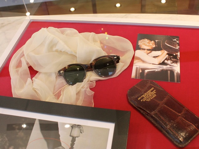 <p>Marilyn Monroe wore these sunglasses from 1956 through 1960, according to a placard at the SoHo exhibition of her artifacts.</p>
