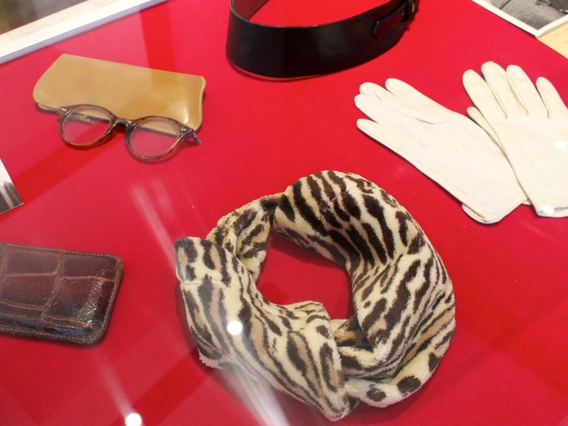 <p>Marilyn Monroe wore this leopard print scarf on her honeymoon in 1957, according to an exhibition placard.</p>
