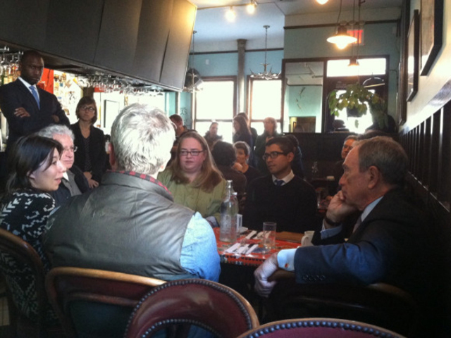 <p>Mayor Michael Bloomberg met for coffee with small business owners at Fort Defiance in Red Hook Wednesday morning, Dec. 5, 2012.</p>
