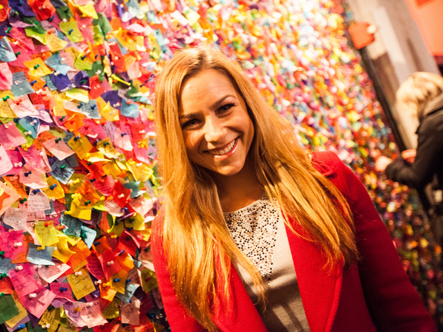<p>This year's New Year's Eve Host Allison Hagendorf at the Wishing Wall at the Times Square Musuem on Dec. 29th, 2012.</p>
