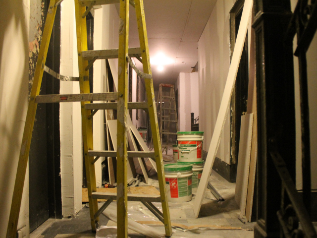 <p>Work crews began extensive repairs of the building once the DHS clients left.</p>
