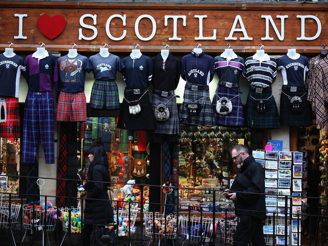 <p>A shop displays kilts and Scottish memorabilia near the Royal Mile in Edinburgh, Scotland. A Park Slope bar, The Duke of Montrose, is holding a contest to design a Scottish-themed mural for the bar.</p>
