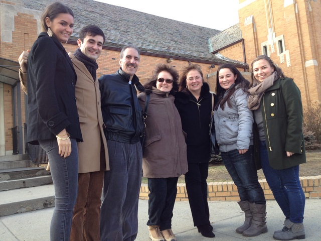 <p>St. Frances de Sales Parish congregants posed for a photo in front of the Belle Harbor church following Christmas mass Dec. 25, 2012. From left: Lauren Fiorentino, Dominick Fiorentino, Anthony Fiorentino, Maureen Fiorentino, Bridget Santiago, Juliana Santiago and Emily Santiago.</p>
