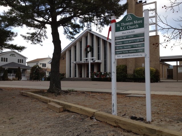<p>St. Thomas More Roman Catholic Church in Breezy Point was damaged in Hurricane Sandy but held mass on Christmas Day 2012.</p>
