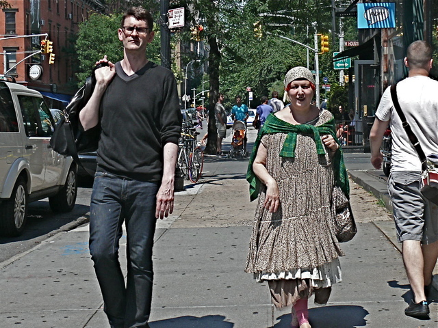 <p><em>Vogue</em>'s Mark Holgate and Lynn Yeager shopping in SoHo.</p>
