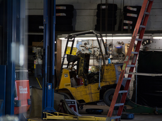 <p>Steve Villamarin said that several work vehicles' engines were completely flooded after Hurricane Sandy, Dec. 19, 2012.</p>
