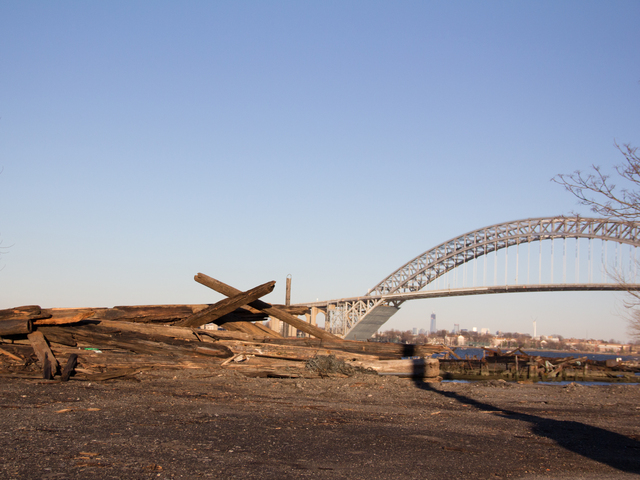 <p>Debris from a nearby old dock washed up into the lot of Villa Marin after Superstorm Sandy, Dec. 19, 2012.</p>

