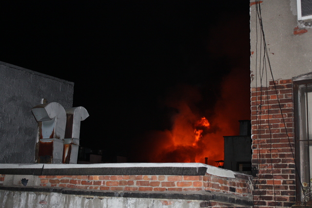 <p>Flames rose from 41 Spring St. Jan. 10, 2013.</p>
