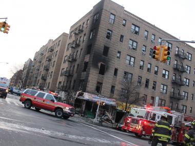 The fire tore through a West 188th Street apartment building in Washington Heights early Friday Jan. 25, 2013.