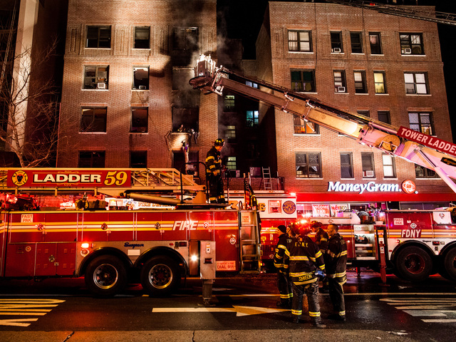 <p>A fire raced through an Amsterdam Avenue apartment building in Washington Heights late Wednesday Jan. 23, 2013.</p>
