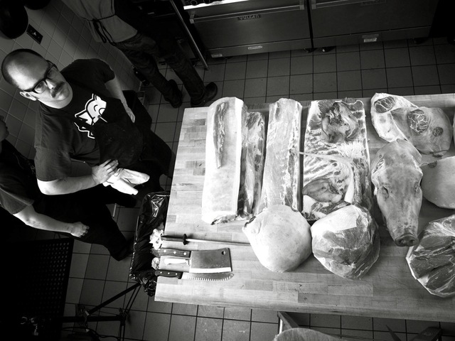 <p>Pittsburgh butcher and chef Justin Severino will give a pig butchery demonstration at the West 10th Street restaurant Louro Jan. 14, 2013. He said the session is for people who want to know "the reality of food."</p>
