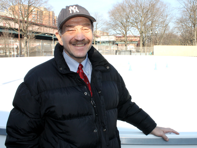 <p>Cary Goodman, head of the 161st Street BID, had hoped to develop a South Bronx skating rink. Instead, for now, he must travel several miles north to the new Van Cortlandt Park Ice Skating Rink, the borough's only outdoor ice spot.</p>
