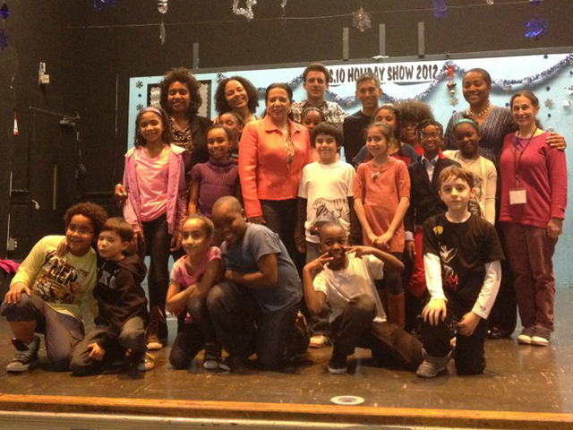 <p>Fourth- and fifth-graders participating in the National Dance Institute's after-school program at P.S. 10 performed a dance for Councilwoman Sara Gonzalez Wednesday, Jan. 30, 2013. The councilwoman, pictured here standing in the middle of the group, third from the left, helped bring NDI to the school by winning a $20,000 Cultural After-School Adventure award that went toward the program.</p>
