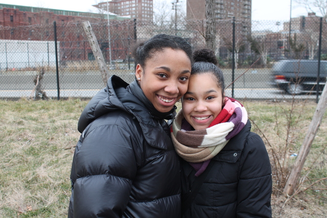 <p>Friends Josephine Miranda and Alexis Davis, both 14-year-old ninth-graders at Democracy Prep, said they felt it was important to perform service Monday.</p>
