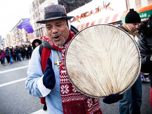 <p>A drummer performs at the 36th Annual Three Kings Day Parade in East Harlem on Jan. 4, 2013.</p>

