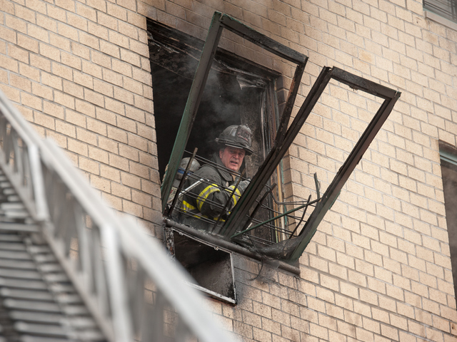 <p>Firemen battle the blaze at 580 Sutter Ave. on Jan. 1, 2013.</p>
