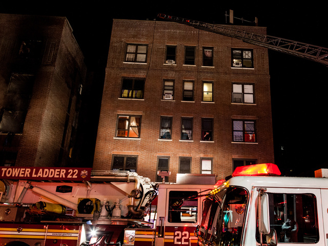<p>A fire raced through an Amsterdam Avenue apartment building in Washington Heights late Wednesday Jan. 23, 2013.</p>
