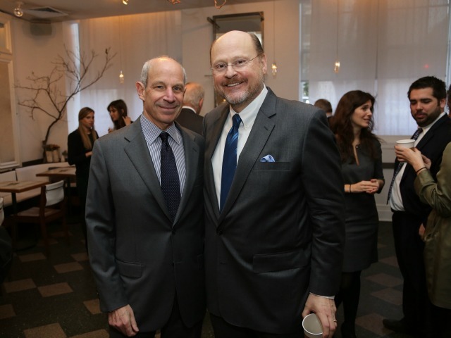 <p>Jonathan Tisch poses with former MTA Chair Joseph Lhota at the Inaugural Loews Regency Power Breakfast Event at the Park Avenue Winter on Jan. 9, 2013.</p>
