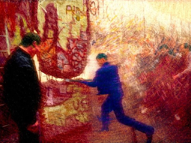 <p>James Drosnes uses a 1989 image depicting the fall of the Berlin Wall and the Iron Curtain.</p>
