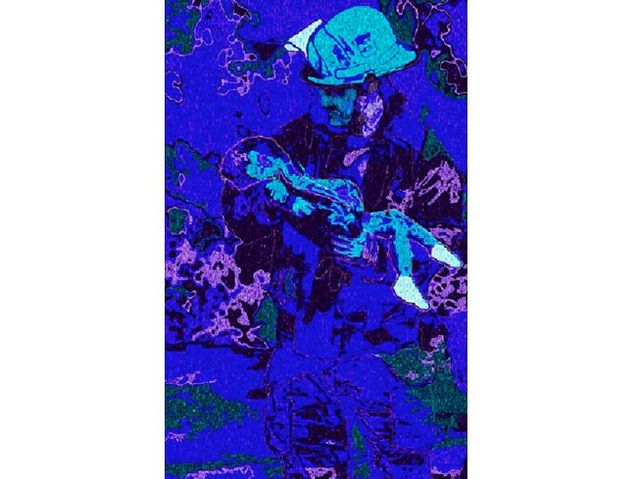<p>An iconic photo from the Oklahoma bombing in 1996 is the base of this digital painting by James Drosnes.</p>
