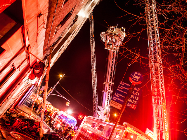 <p>A fire raced through an Amsterdam Avenue apartment building in Washington Heights late Wednesday Jan. 23, 2013.</p>
