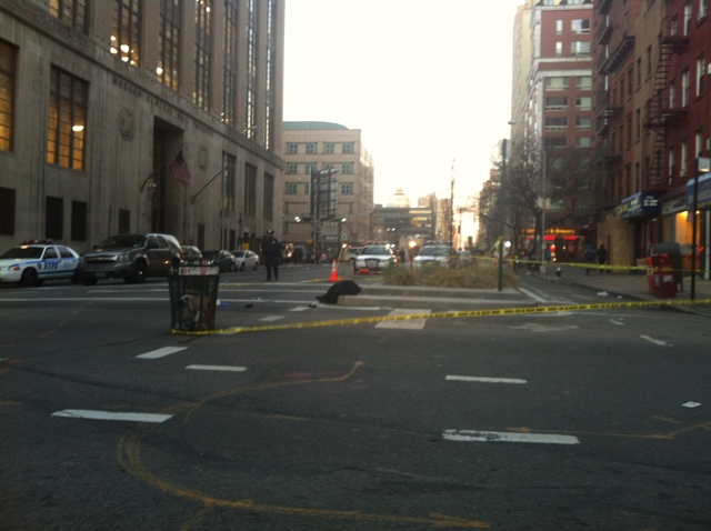 <p>A man was struck by a garbage truck at Ninth Avenue and West 29th Street Jan. 18, 2013.</p>
