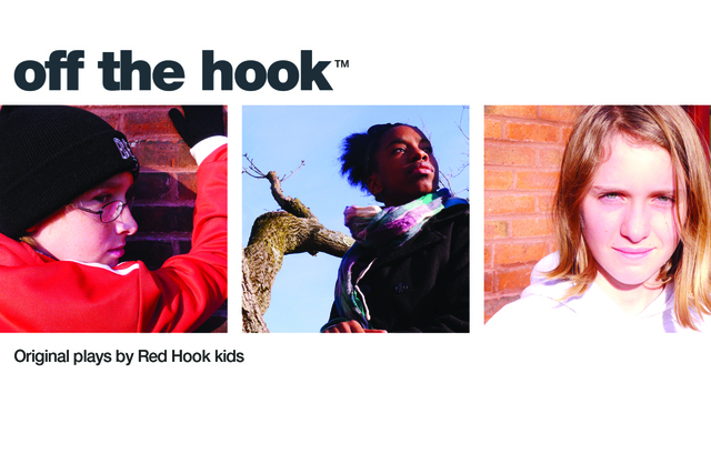 <p>Hallie Siston, Crockett Macnie and Calena Poque, ages 12 to 14, are the playwrights at the heart of "Off the Hook." Their works, each a 15-minute play, will be staged at P.S. 15 in Red Hook Saturday, Jan. 26, 2013.</p>
