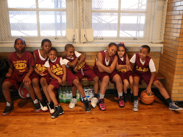 <p>Legends, P.S. 67's after-school basketball team, gears up for a game.</p>
