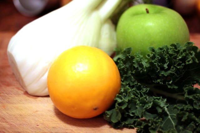<p>Fennel, Meyer lemon, kale and green apples add a vitamin packed punch to this salad.&nbsp; The sweet and tangy Meyer lemon balances the bitterness of the kale.</p>
