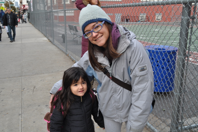 <p>A parent dropped her child off at school at P.S. 132 in 2012.</p>
