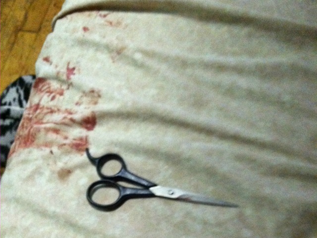 <p>The scissors that cops say a 40-year-old man used to threaten a woman in Fort Greene before a police officer shot and wounded him Jan. 2, 2013.</p>

