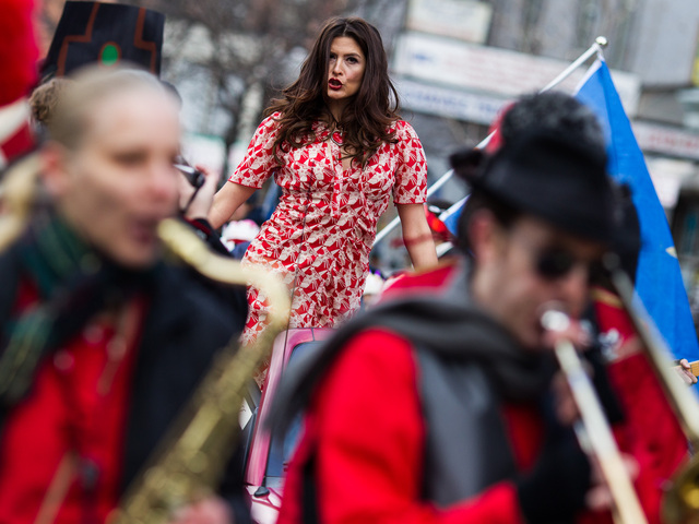 <p>Katerina Auster, a singer with The Goodnight Darlings, performs at the 36th Annual Three Kings Day Parade in East Harlem on Jan. 4, 2013.</p>
