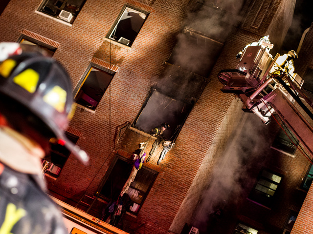 <p>A fire raced through an Amsterdam Avenue apartment building in Washington Heights late Wednesday Jan. 23, 2013.</p>
